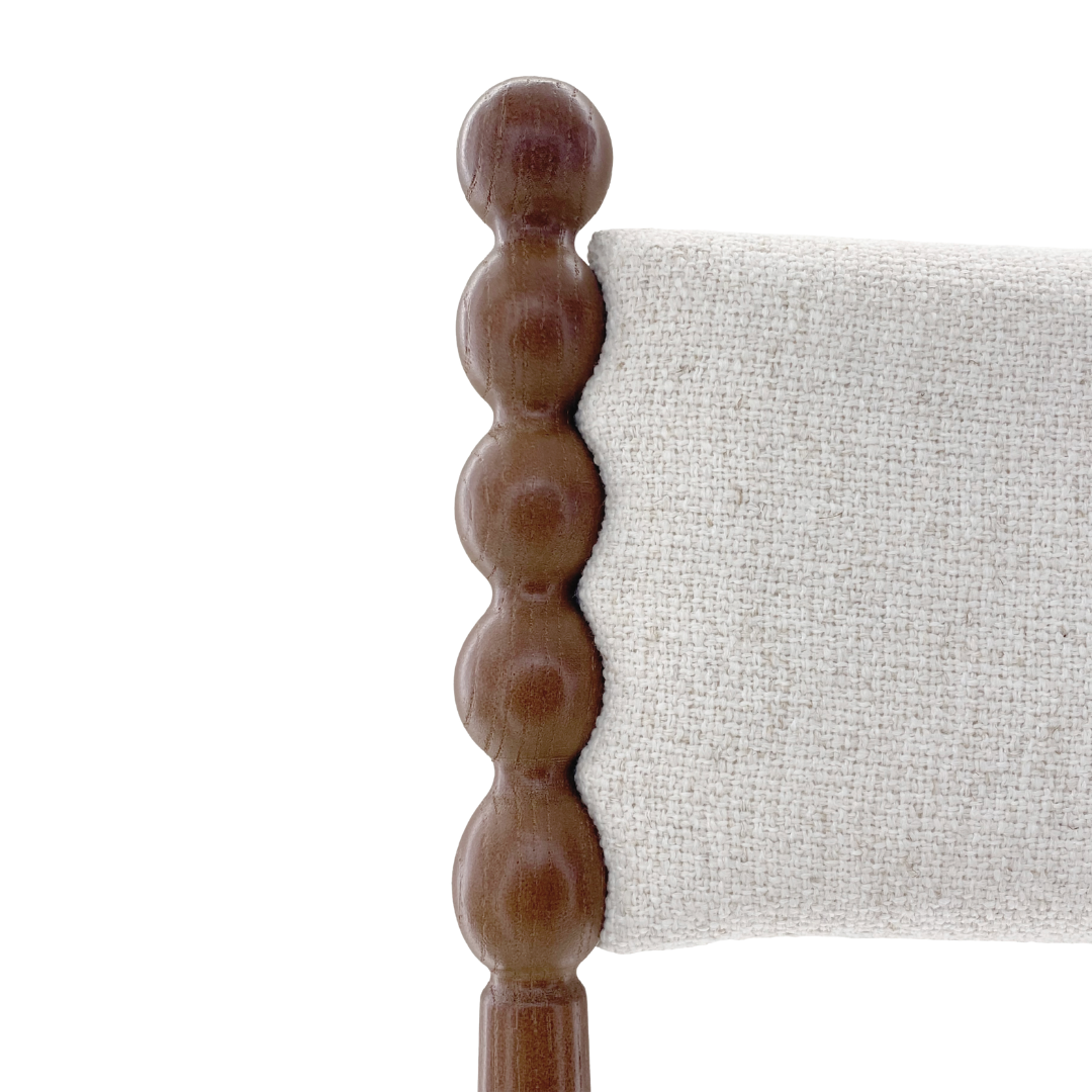 Bobbin Dining Chair With White Linen Seat