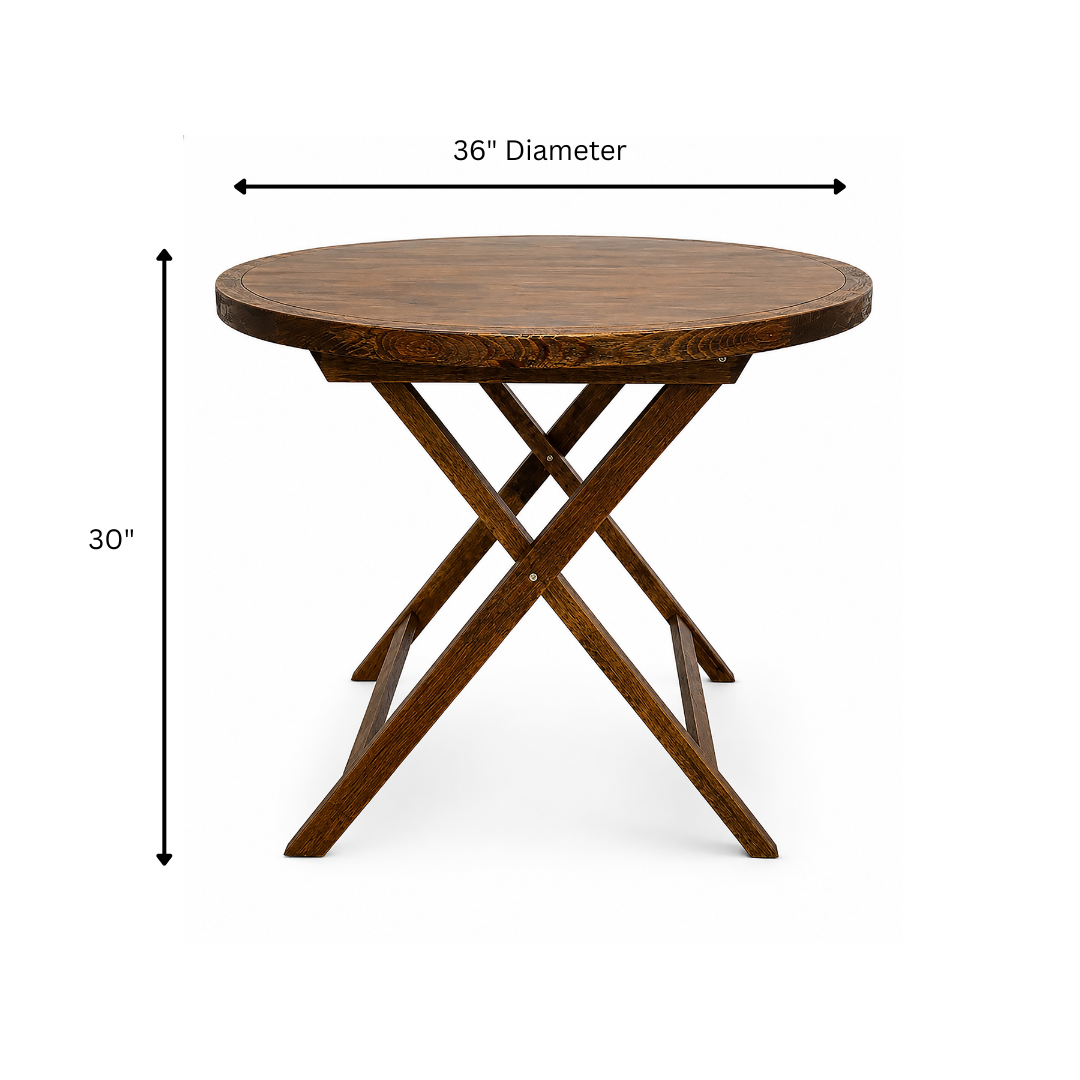 Table, 36" Round x 30" High Folding Farm Antique