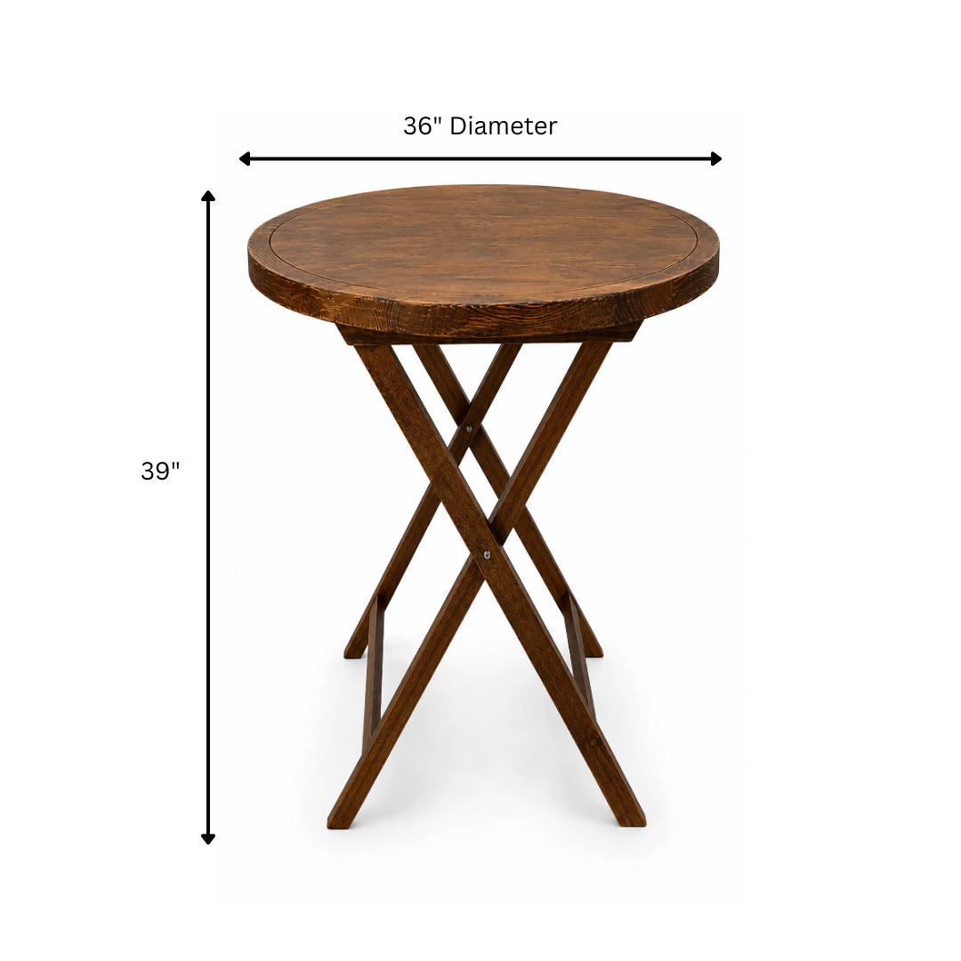 Table, 36" Round x 39" High Folding Farm Antique