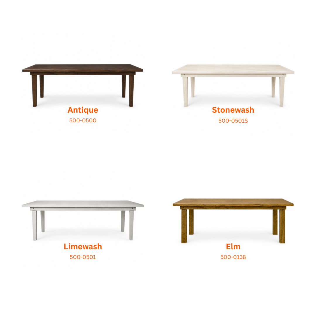 Elm Wood Farm Table, Straight Leg