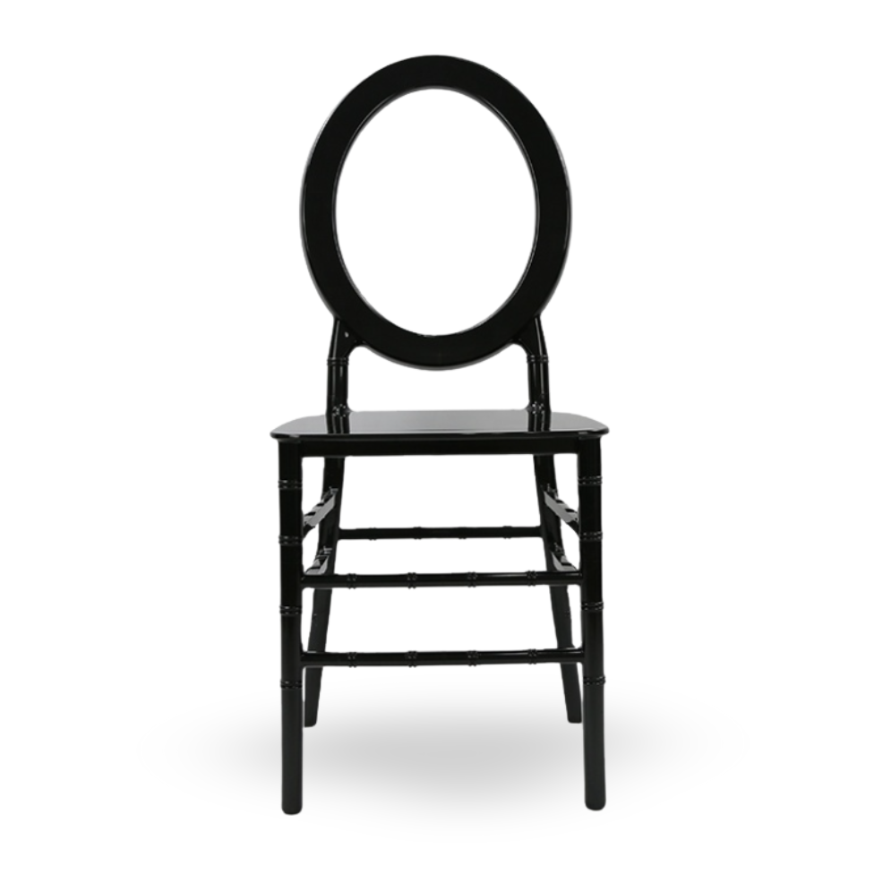 Chair, Hollow O Back Black Resin
