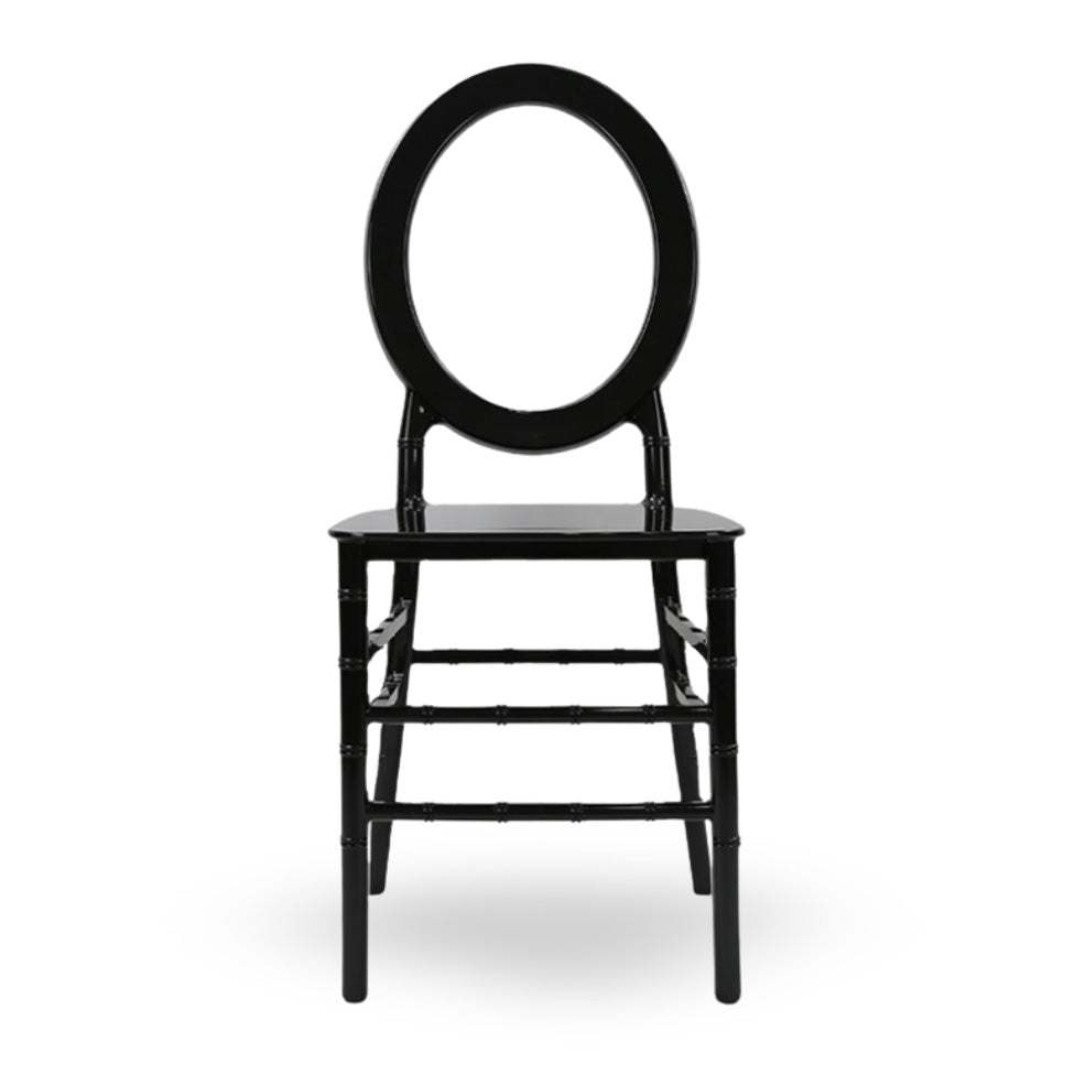 Chair, Hollow O Back Black Resin