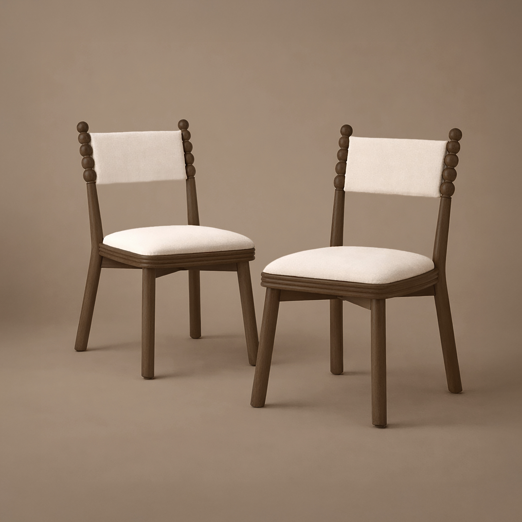 Bobbin Dining Chair With White Linen Seat