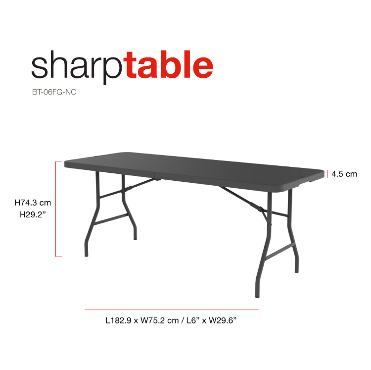 Zown Folding Table, Worktop 180 (30" x 72" Adjustable Height) New Classic