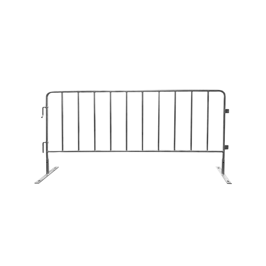 Silver temporary metal fence for concerts, festivals and other public events where crowd control is a must. 