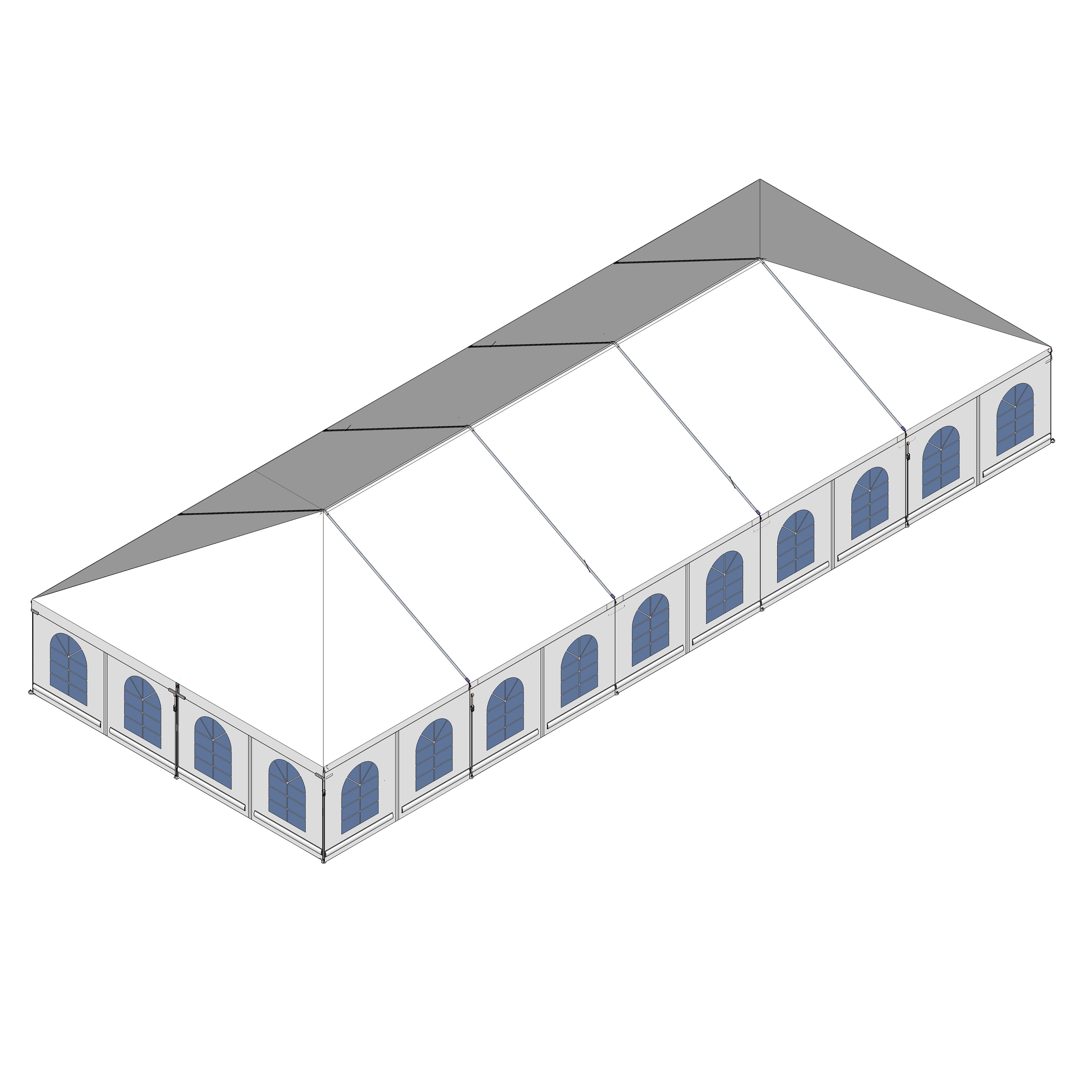 Turbotrack Tent, 30' x 75' French Window Walls