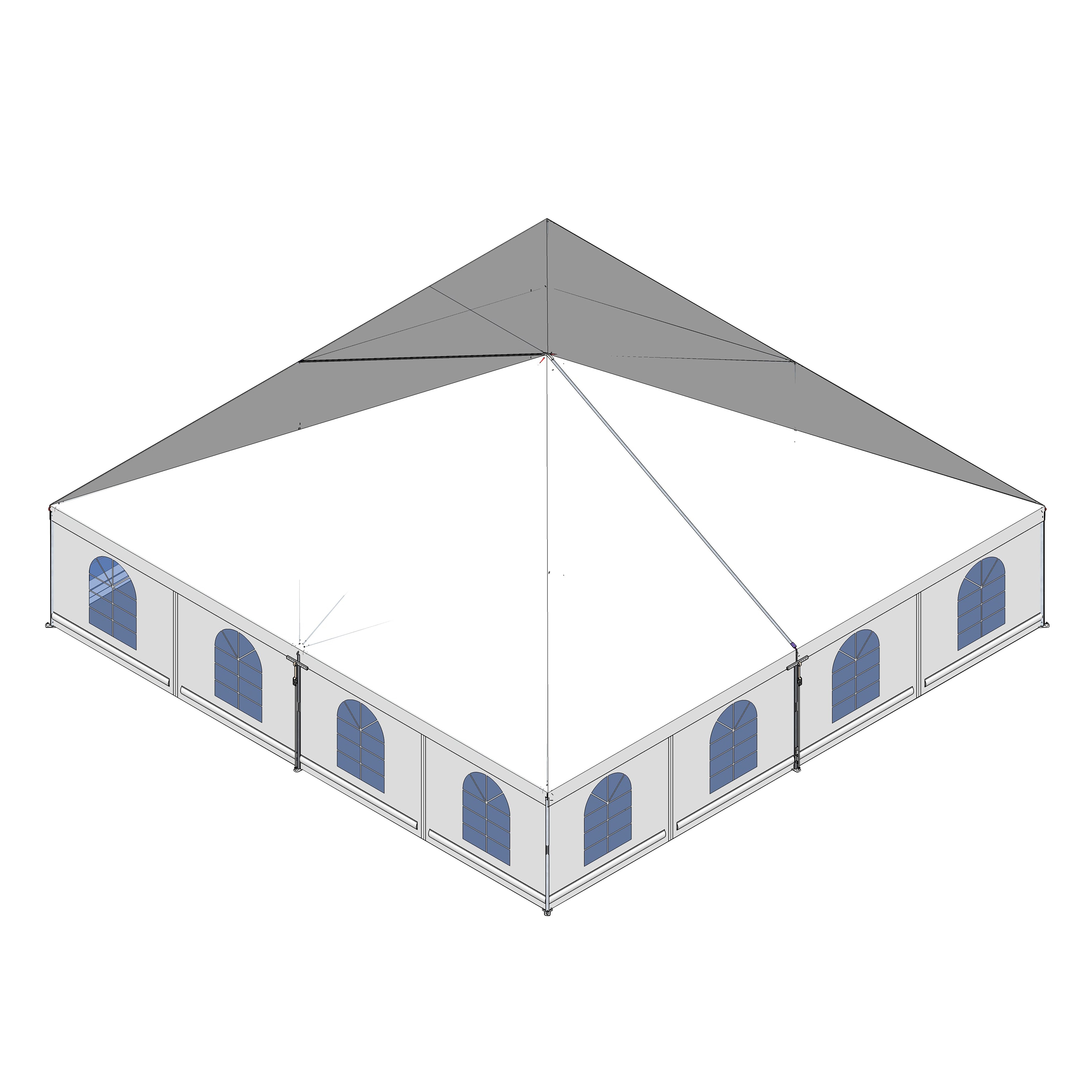 Turbotrack Tent, 40' x 40' French Window Walls