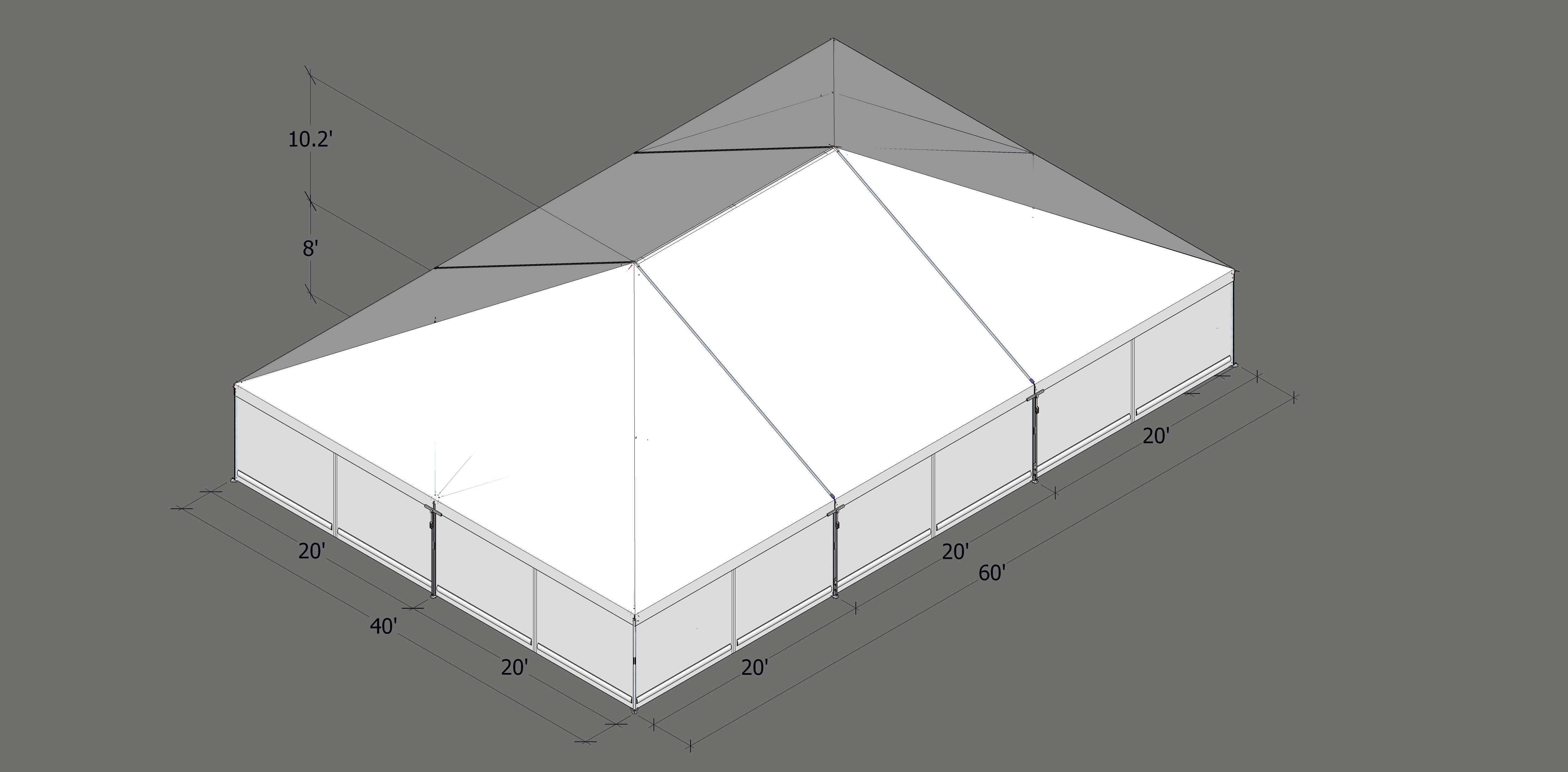 Turbotrack Tent, 40' x 60' Plain Walls