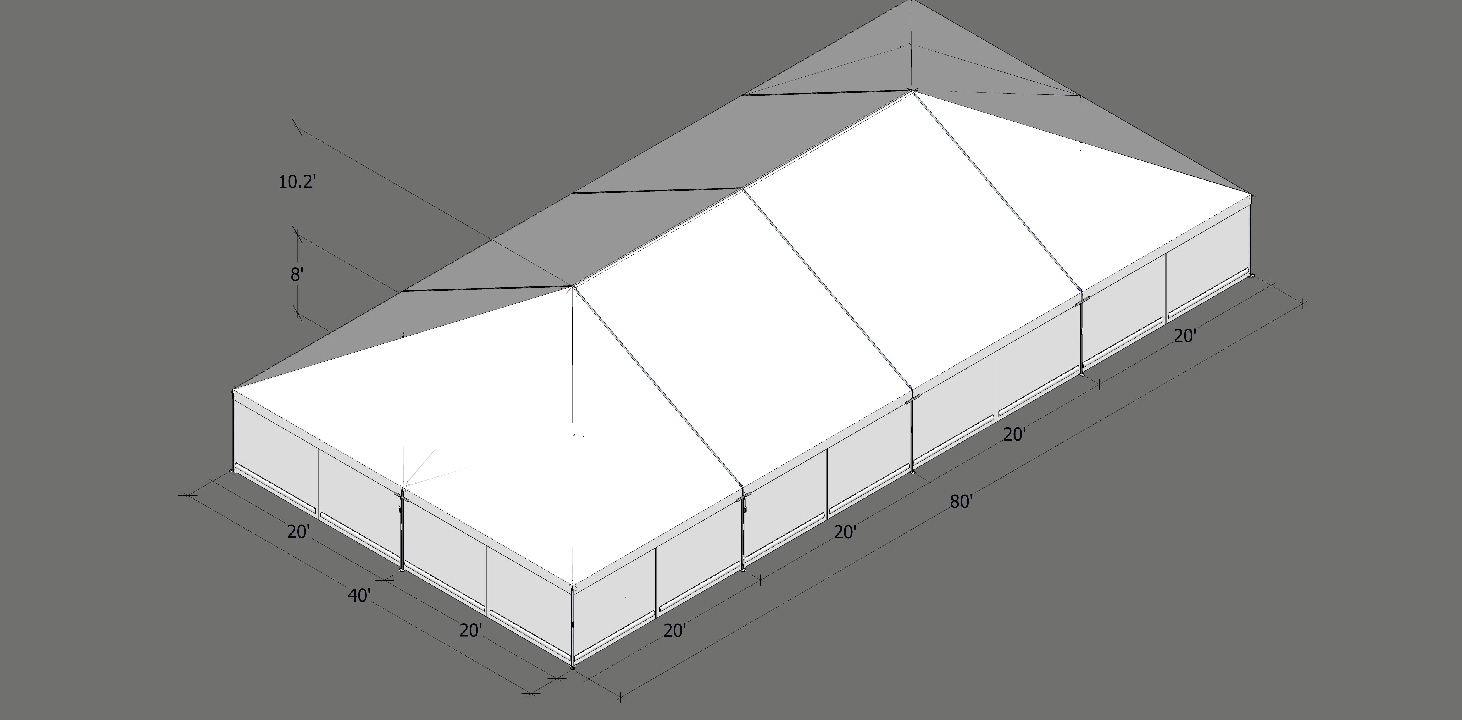 Turbotrack Tent, 40' x 80' Plain Walls
