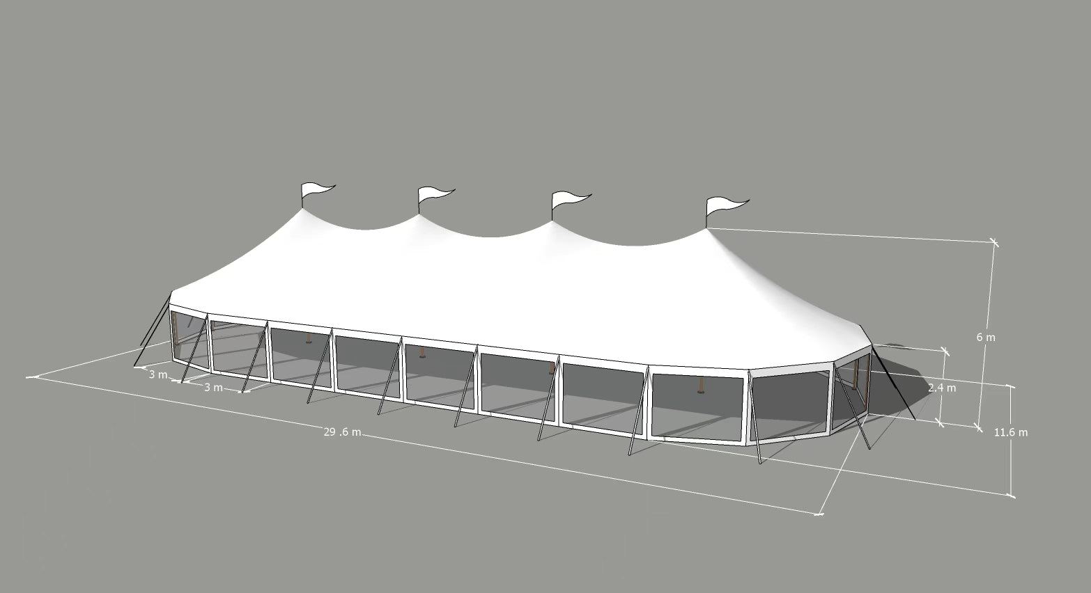 Sailcloth Tent, 11.6m X 29.6m