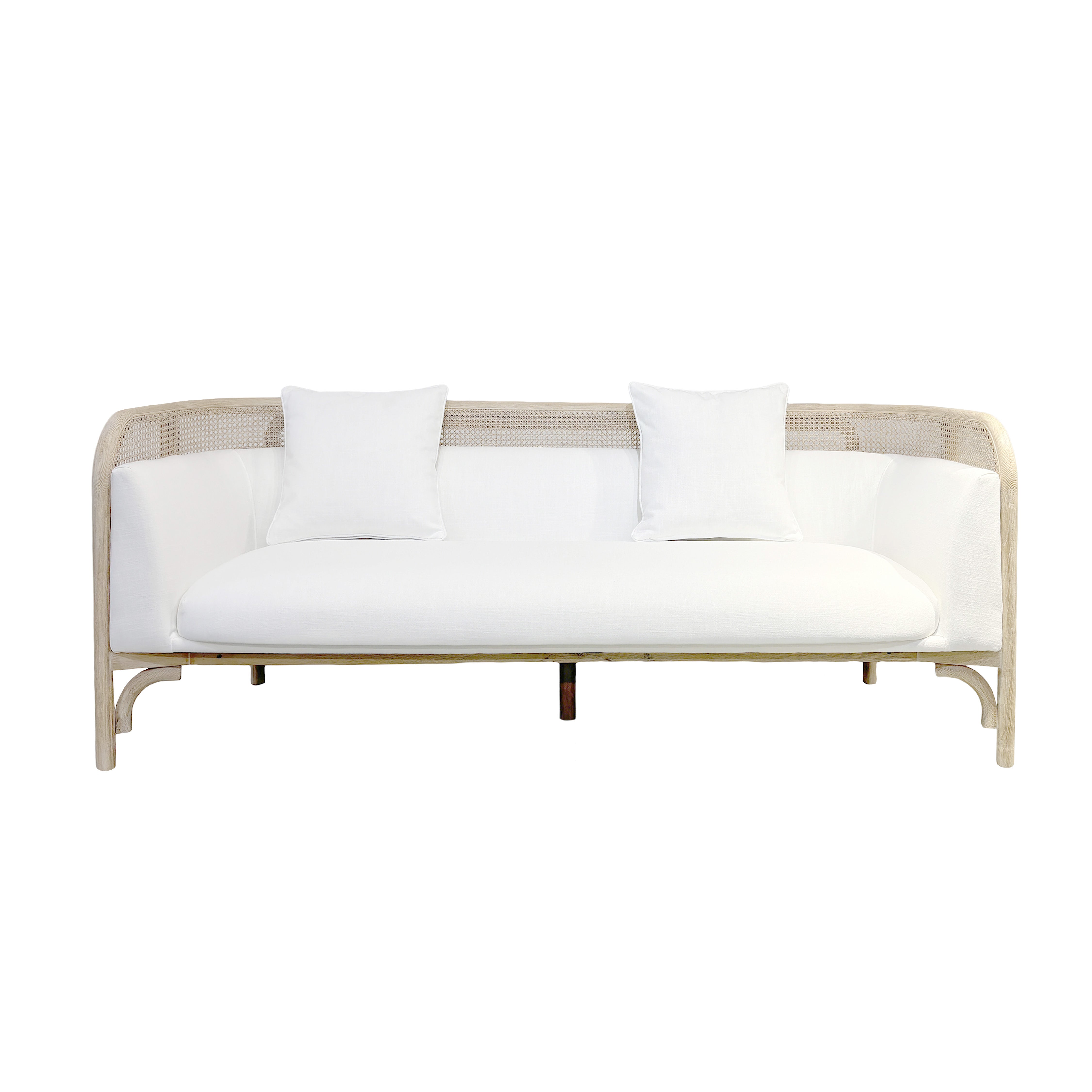 RATTAN WOOD LOUNGE ACCENT SOFA