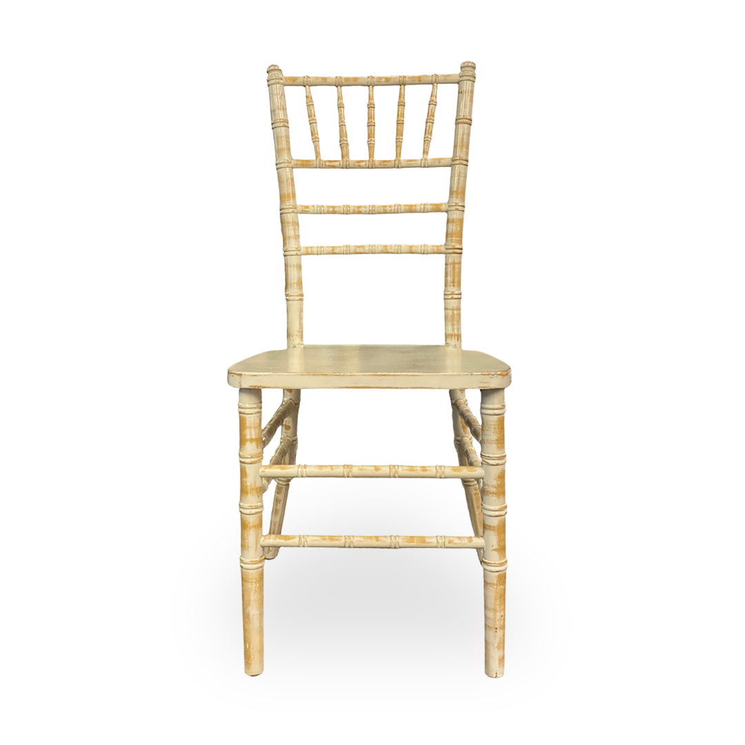 Wooden event Chiavari chair in a limewash colour.