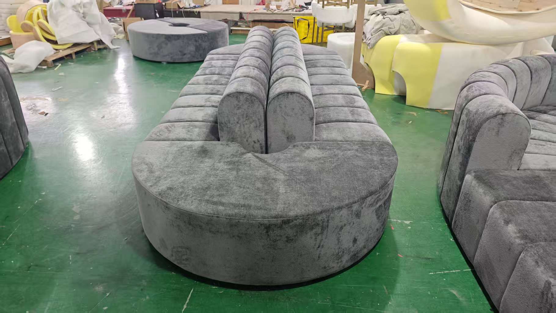 Zetel Outside Corner Ottoman Grey Velvet