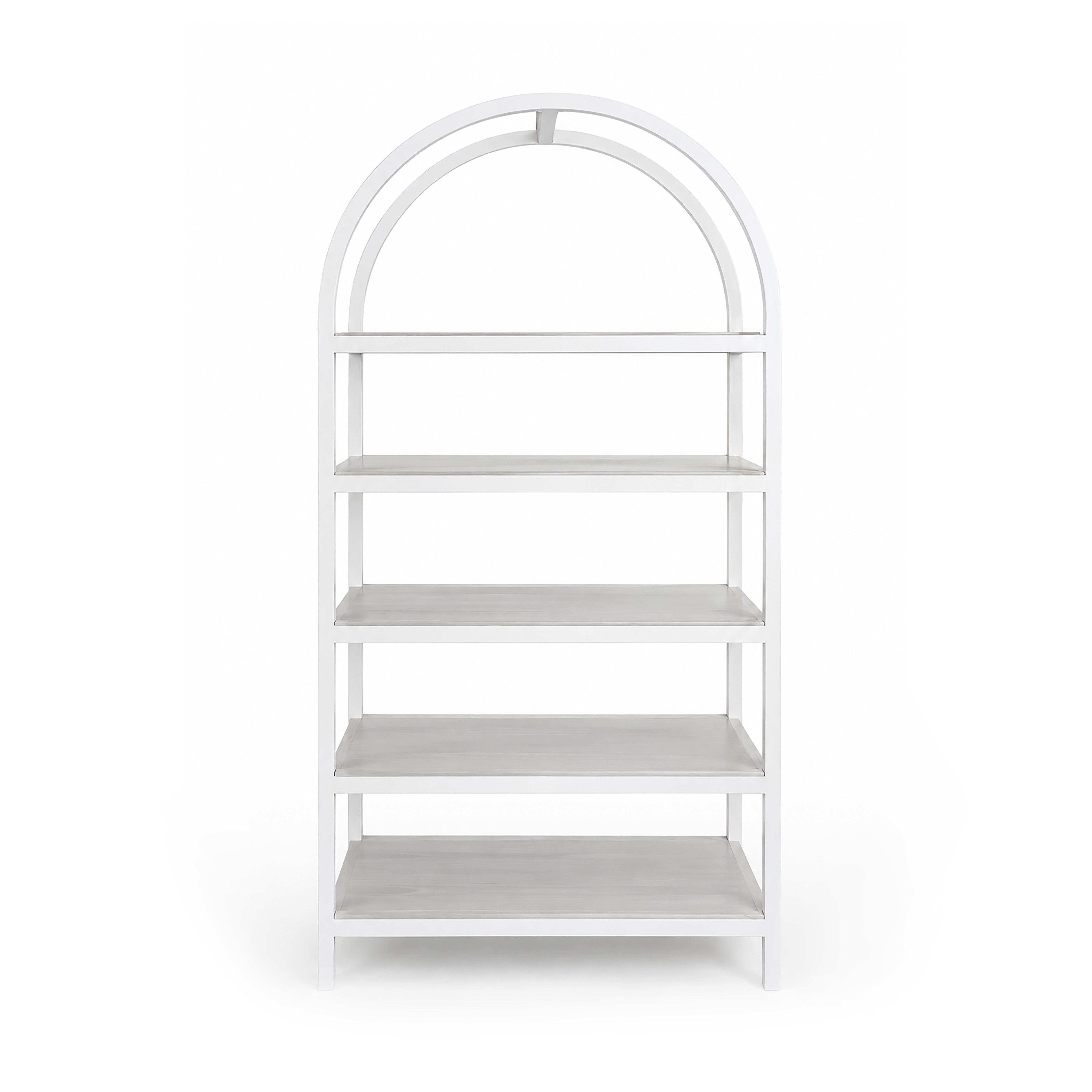 WHITE ARCHED RUBBER WOOD BAR BACK SHELF