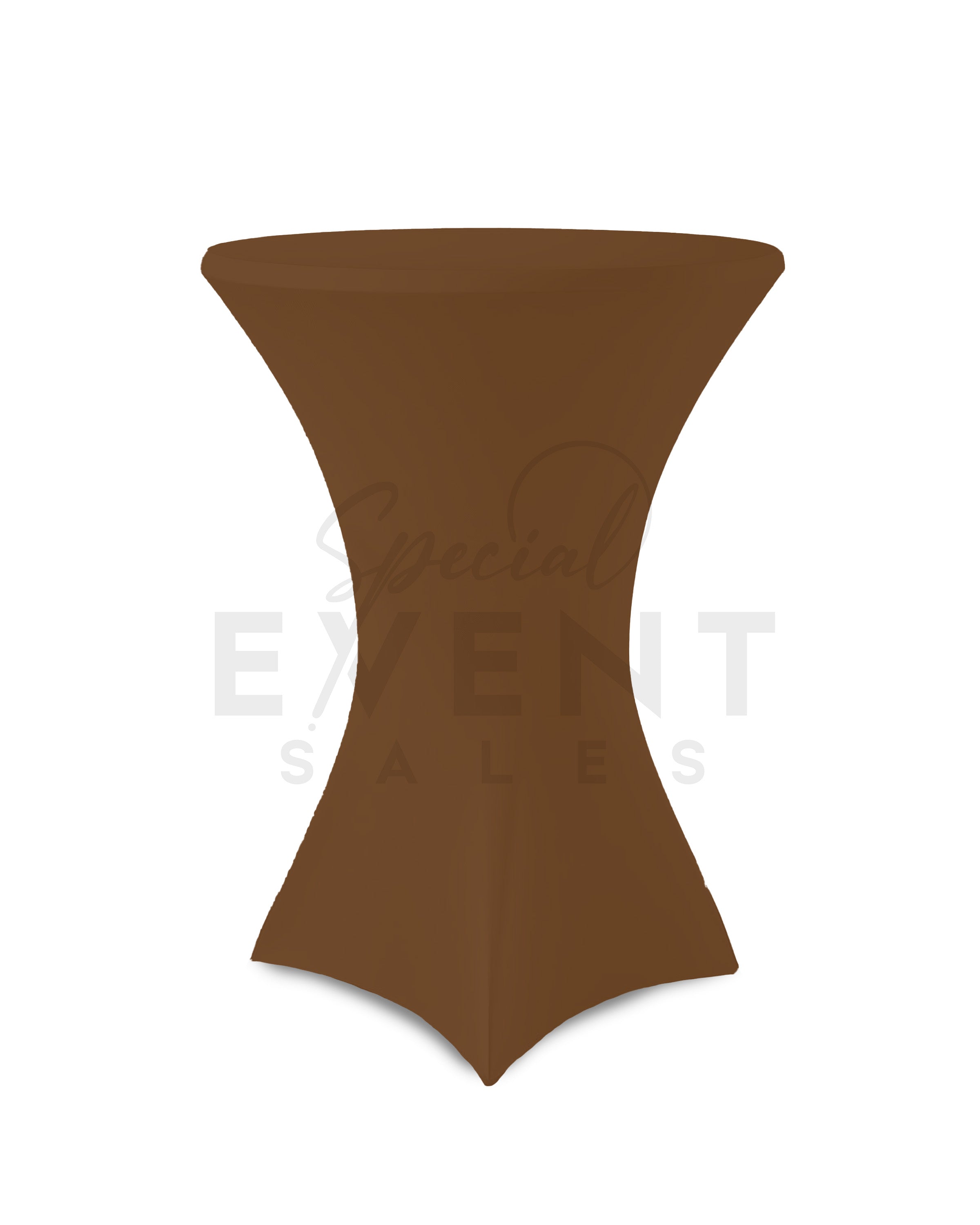 Copper brown spandex stretch cocktail table cover. 
