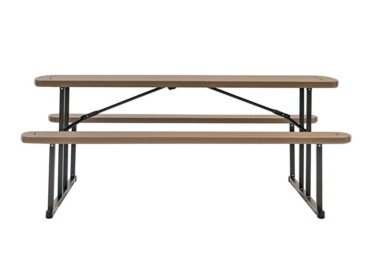 Table, DakotaPicnicSet 72" Folding Brown Woodgrain