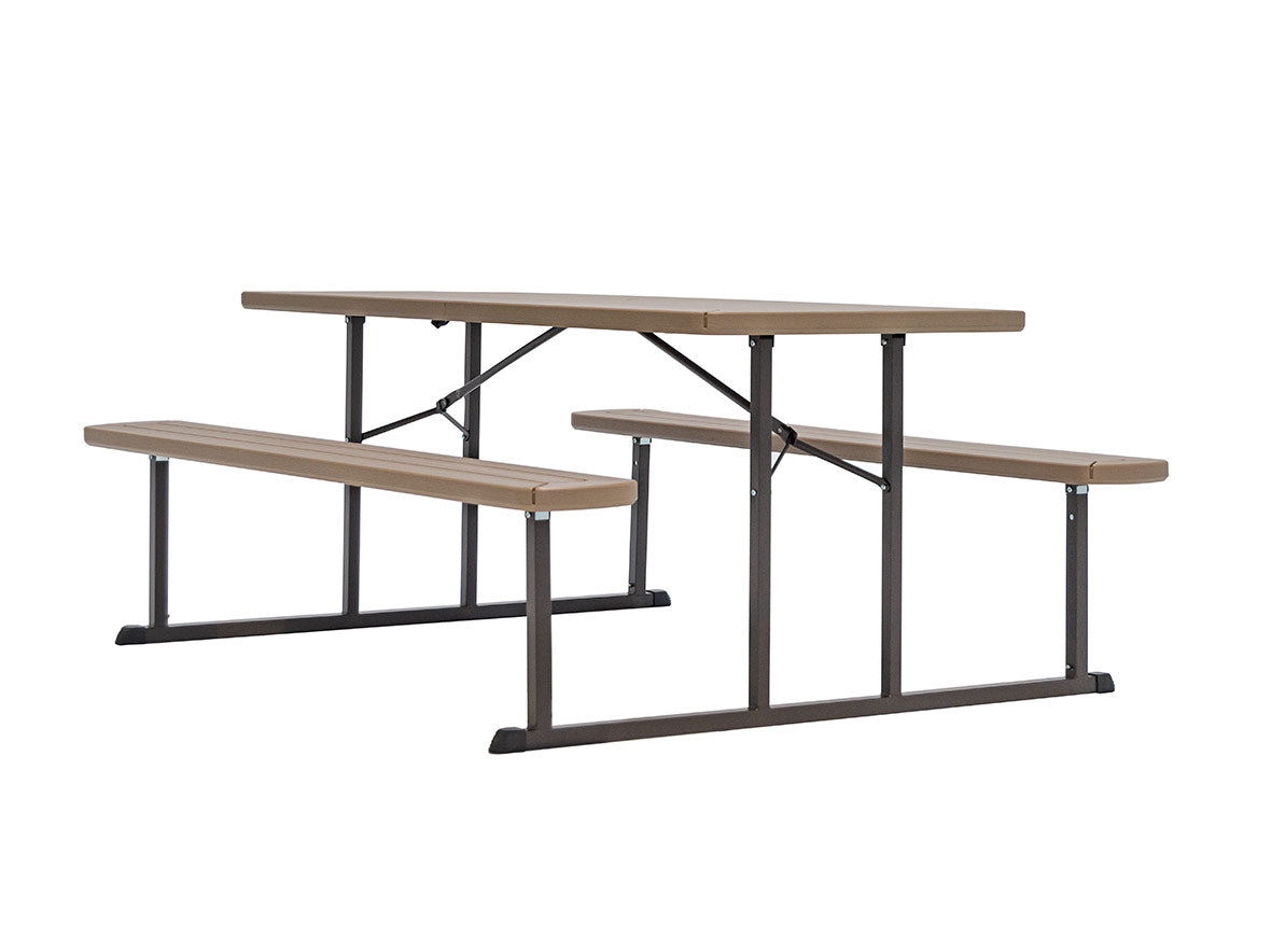 Table, DakotaPicnicSet 72" Folding Brown Woodgrain