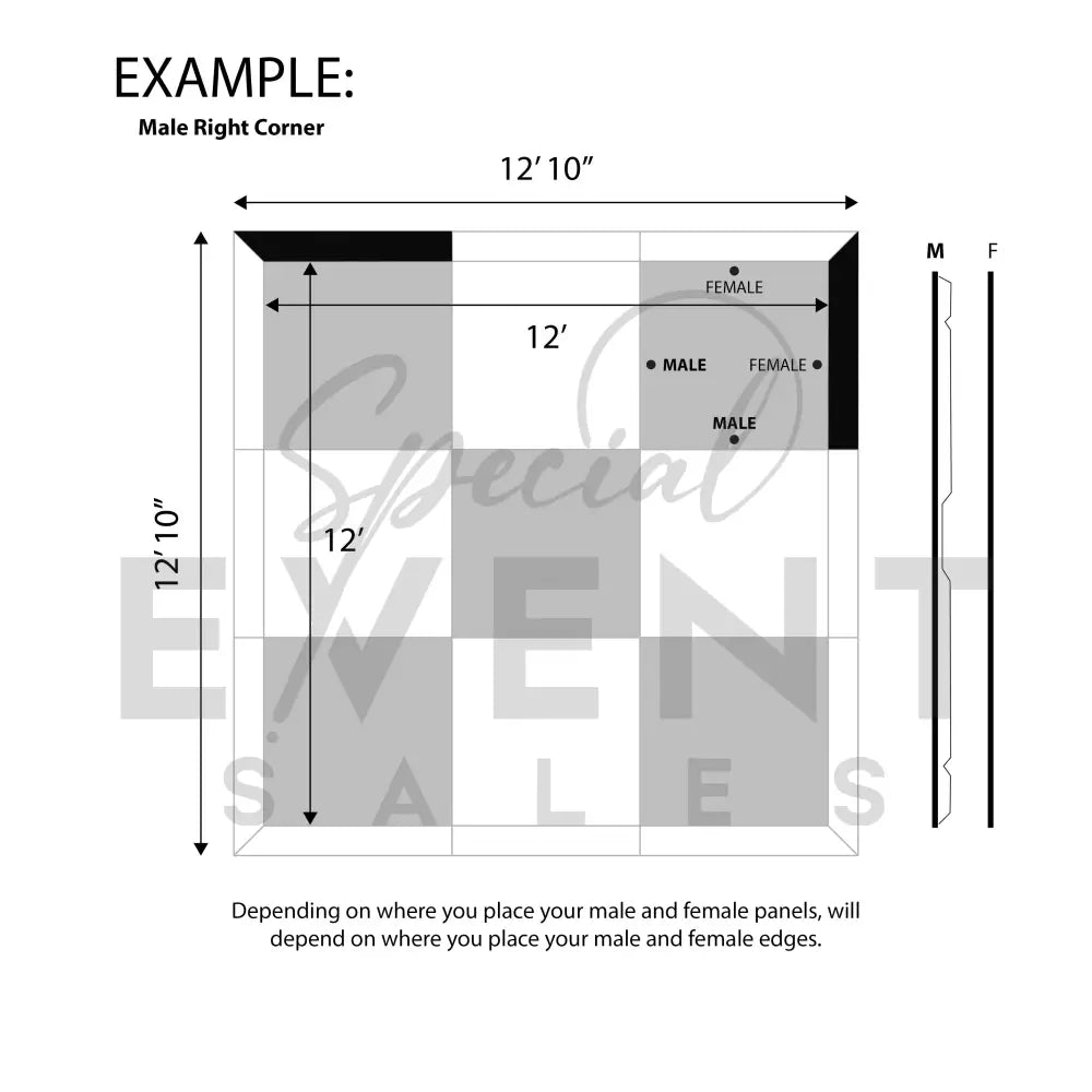 DancePro Edge 4’ Male Right Corner Silver DancePro