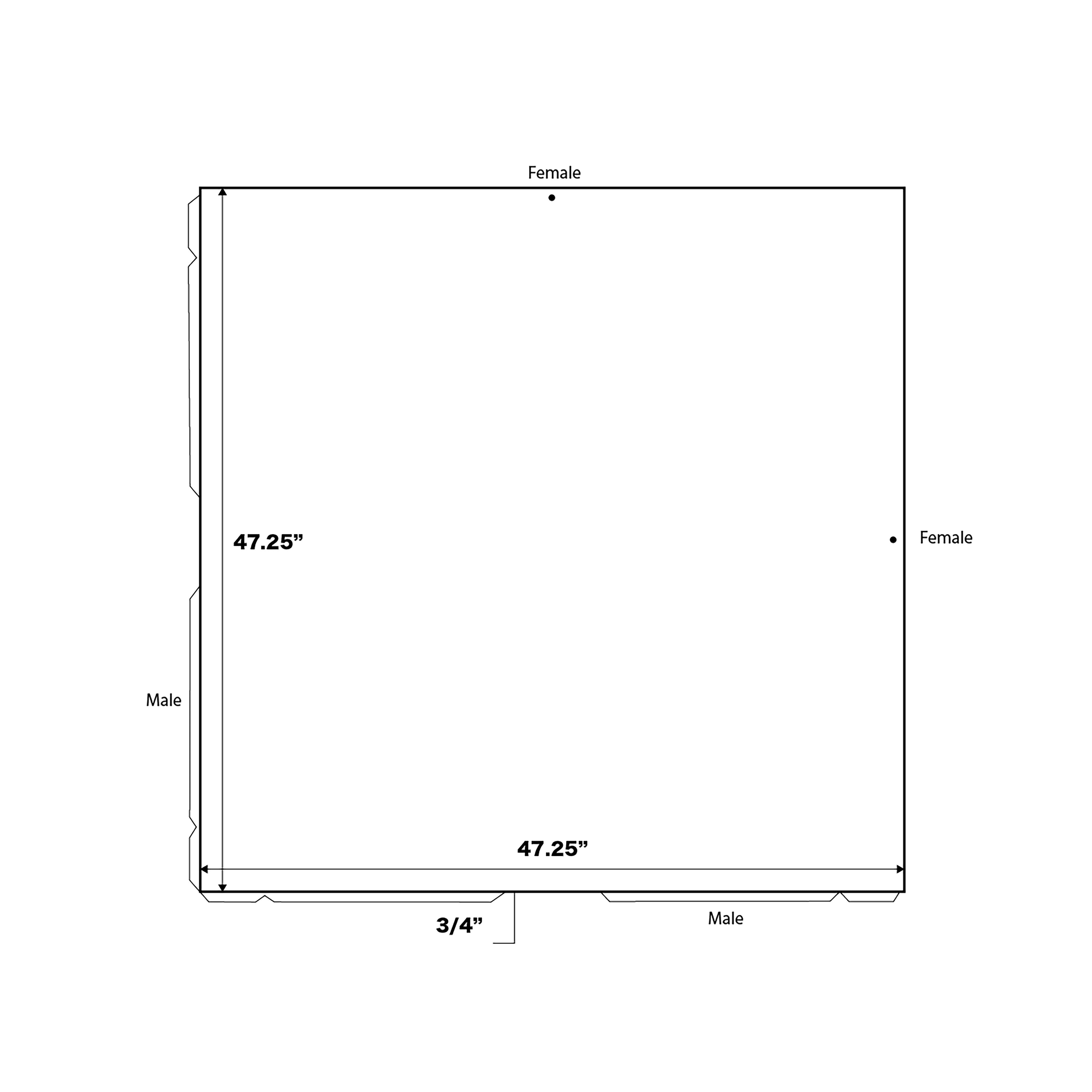Technical drawing of our DancePro premium dance floor panels. 