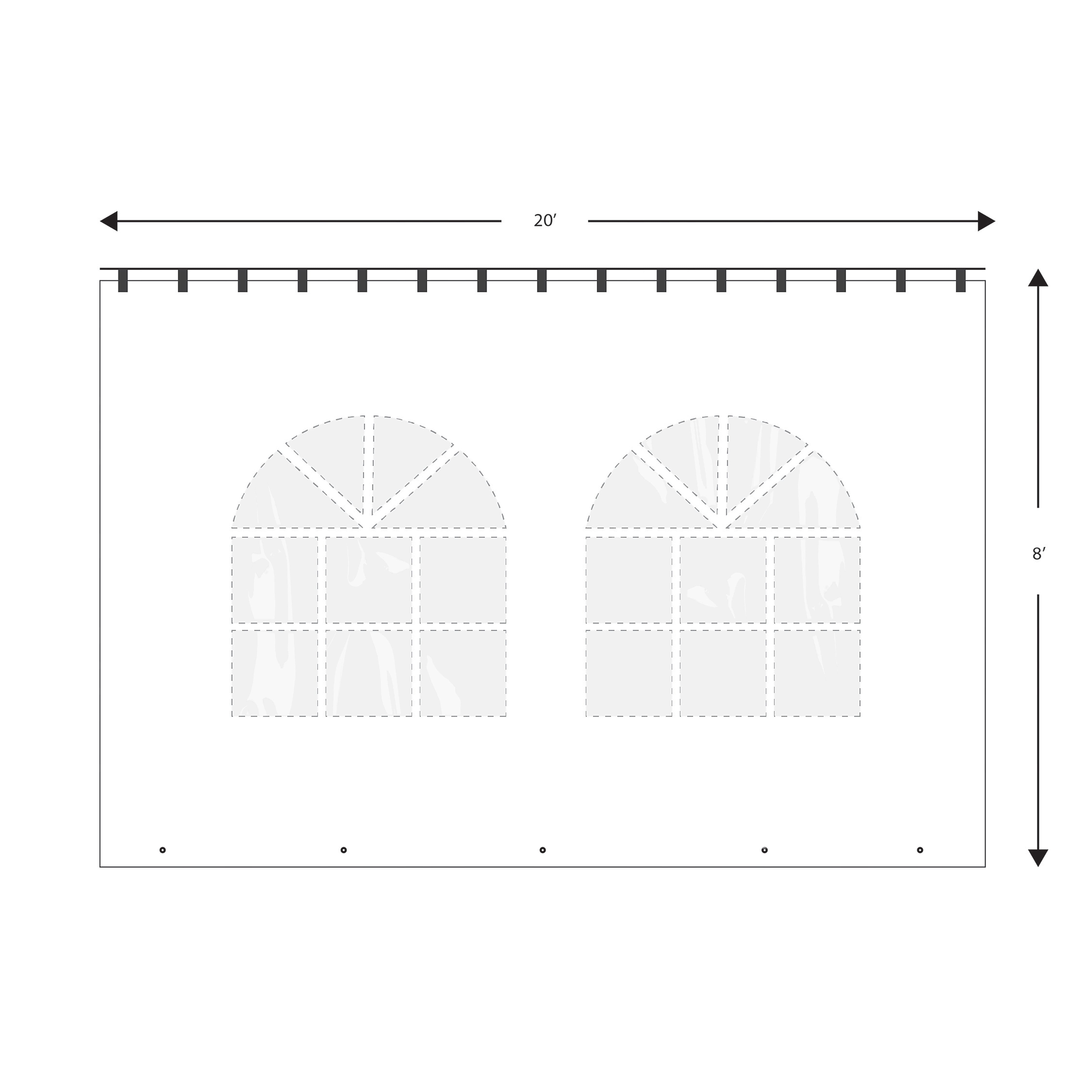 Wall, 8' x 20' French Window Rod Tensioned