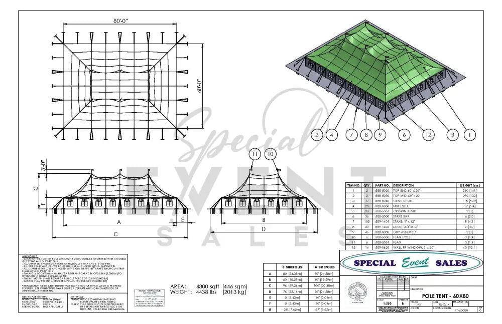 Pole Tent 60’ x 80’ White Tents - Pole