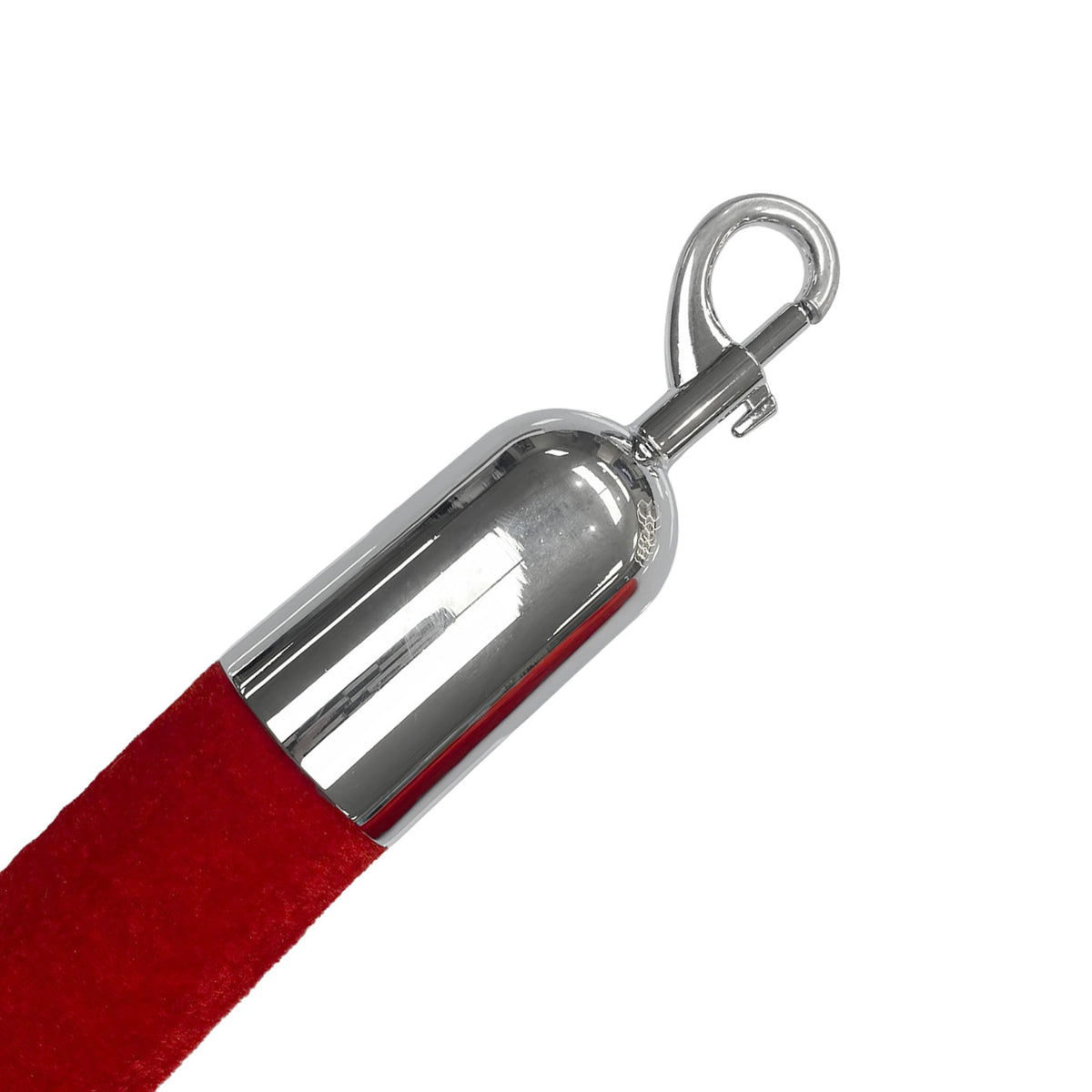 Velvet Rope, 8' Long Red With Polished Chrome Snap Ends