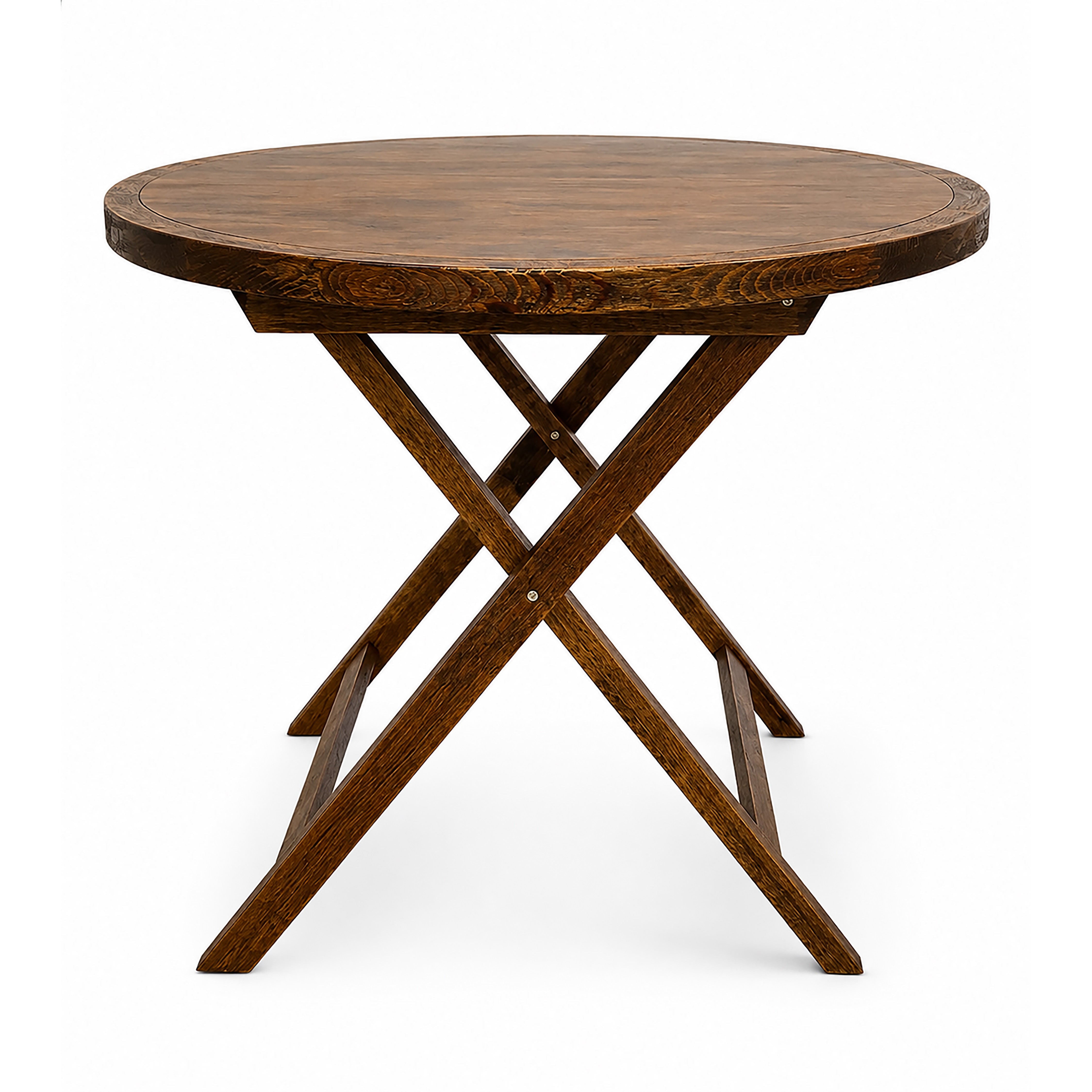 Table, 36" Round x 30" High Folding Farm Antique