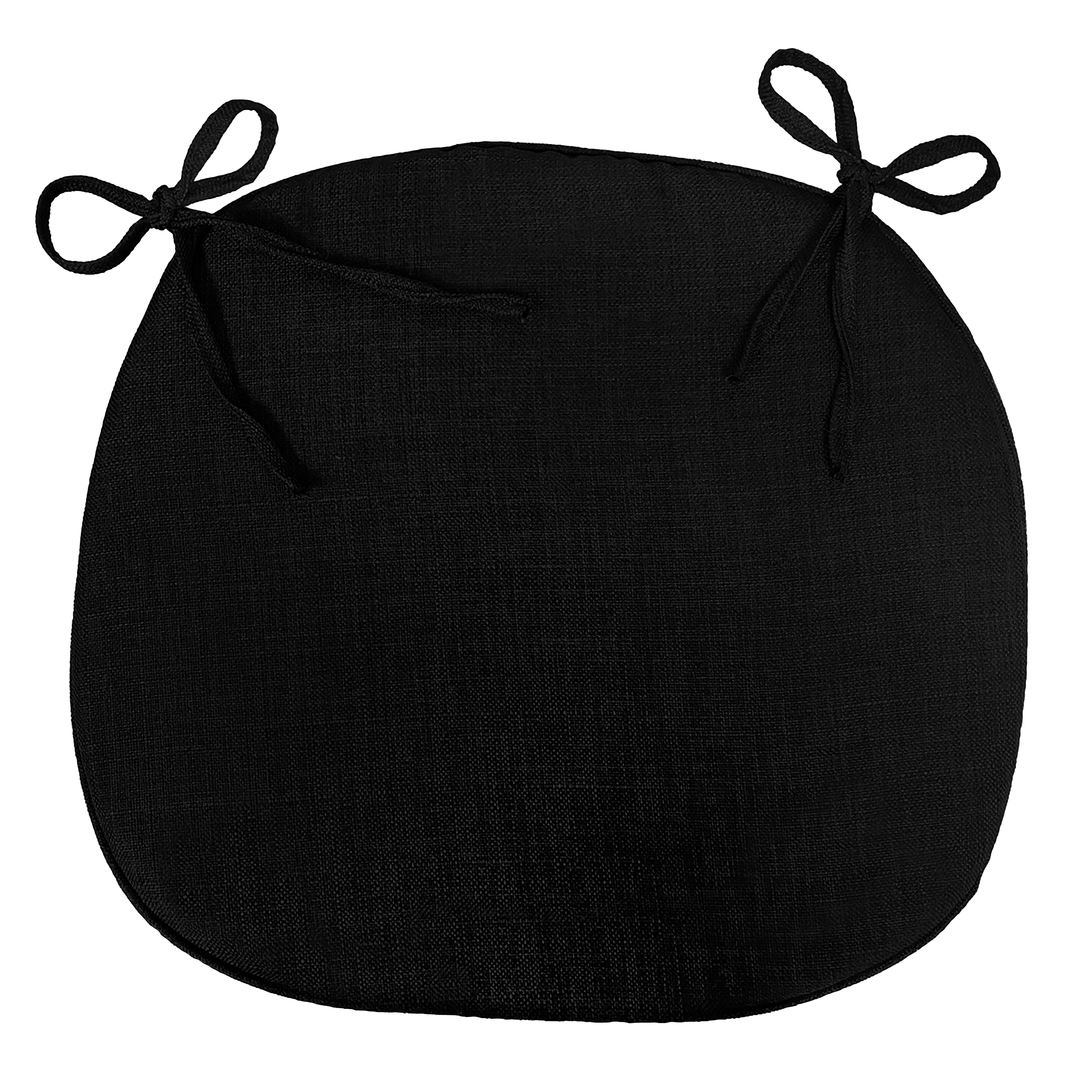 Chair Cushion, Black Linen Woven W/Tie for Crossback
