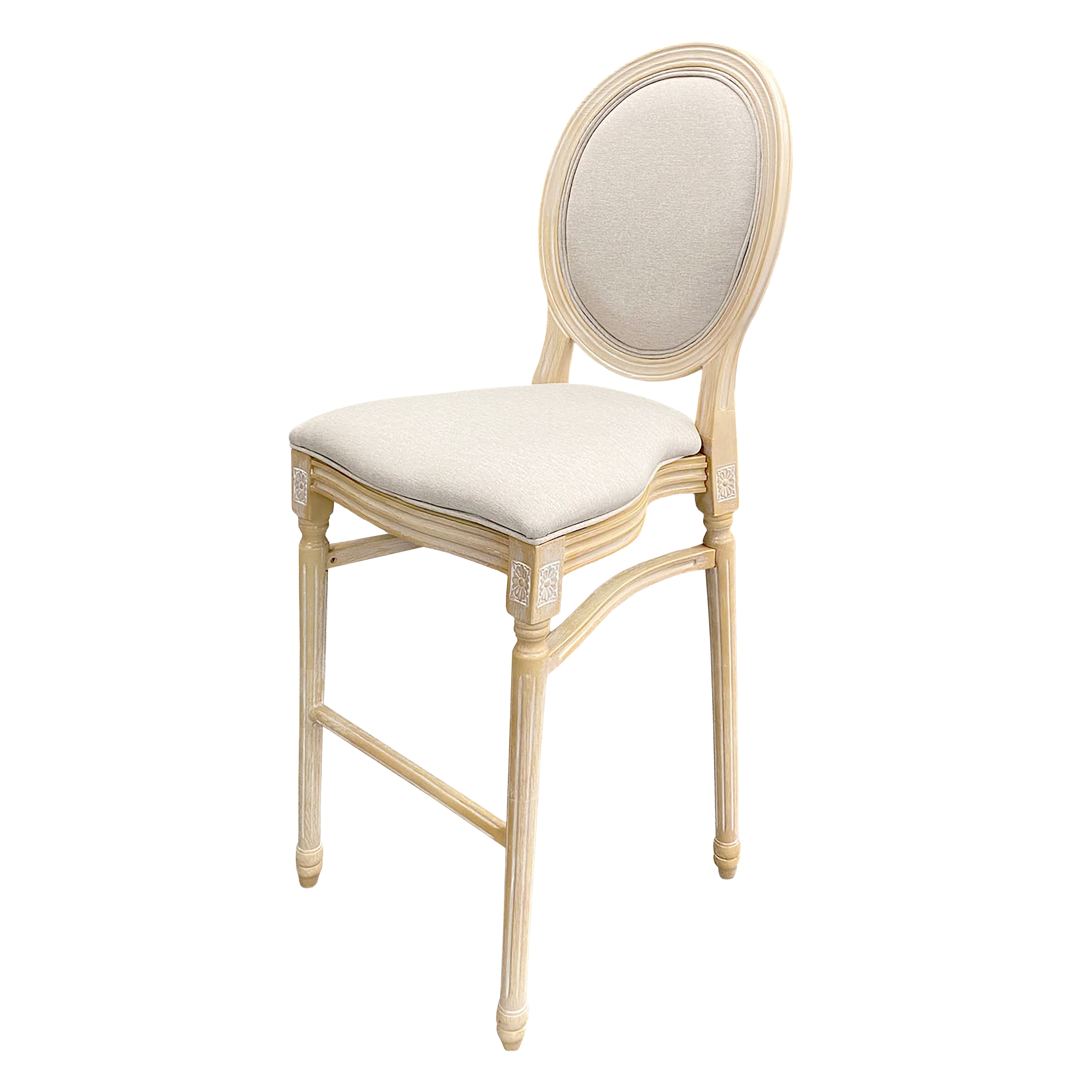 Stool, Louis Resin Natural Whitewash Wood Look