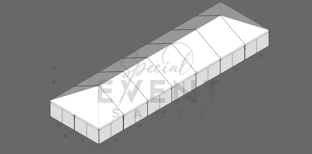 Turbotrack Tent 30’ x 105’ Plain Walls Tents - Turbotrack Frame