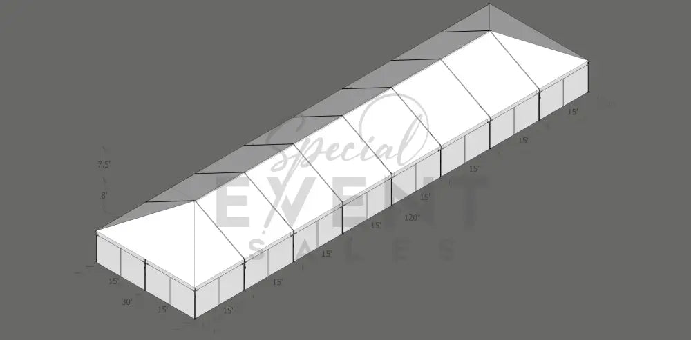 Turbotrack Tent 30’ x 120’ Plain Walls Tents - Turbotrack Frame
