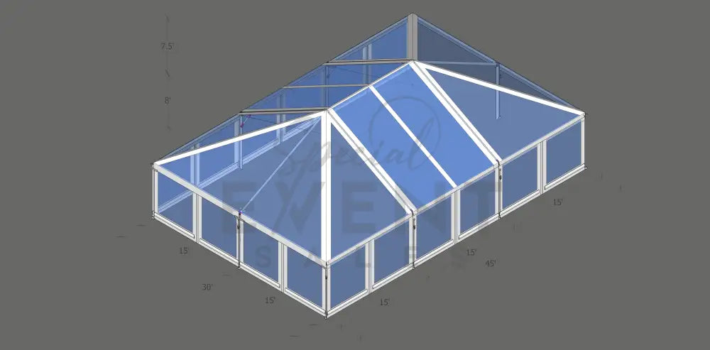 Turbotrack Tent 30’ x 45’ Clear Top & Walls Tents - Turbotrack Frame