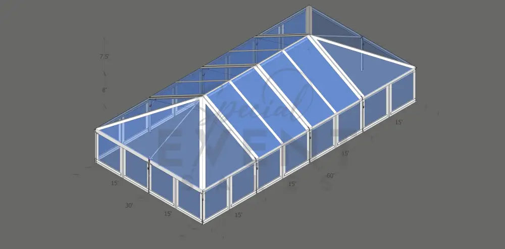 Turbotrack Tent 30’ x 60’ Clear Top & Walls Tents - Turbotrack Frame