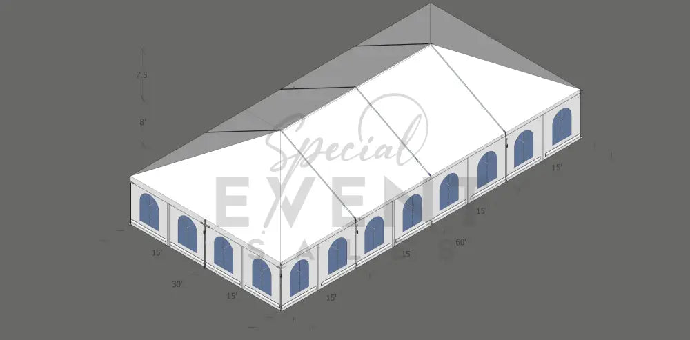Turbotrack Tent 30’ x 60’ French Window Walls Tents - Turbotrack Frame