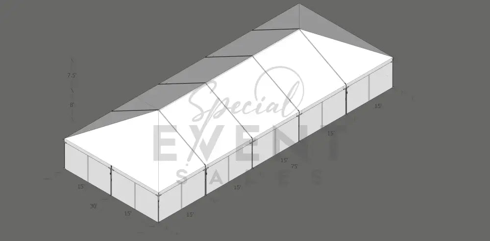 Turbotrack Tent 30’ x 75’ Plain Walls Tents - Turbotrack Frame