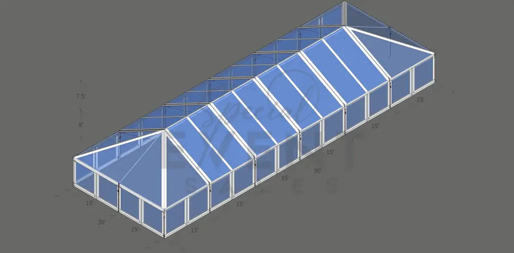Turbotrack Tent 30’ x 90’ Clear Top & Walls Tents - Turbotrack Frame