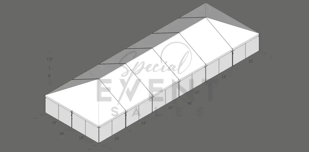 Turbotrack Tent 30’ x 90’ Plain Walls Tents - Turbotrack Frame