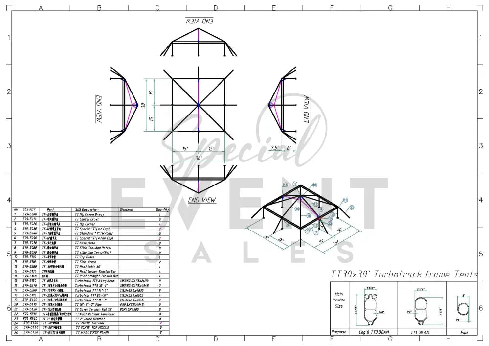 Turbotrack Tent 30’ x 30’ Clear Top & Walls Tents - Turbotrack Frame