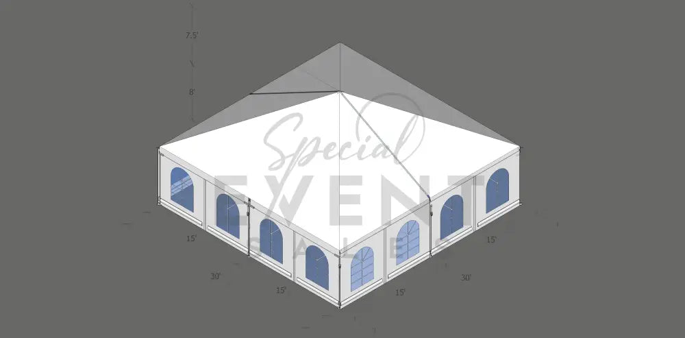 Turbotrack Tent 30’ x 30’ French Window Walls Tents - Turbotrack Frame