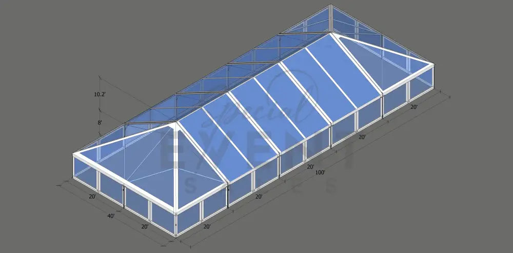 Turbotrack Tent 40’ x 100’ Clear Top & Walls Tents - Turbotrack Frame