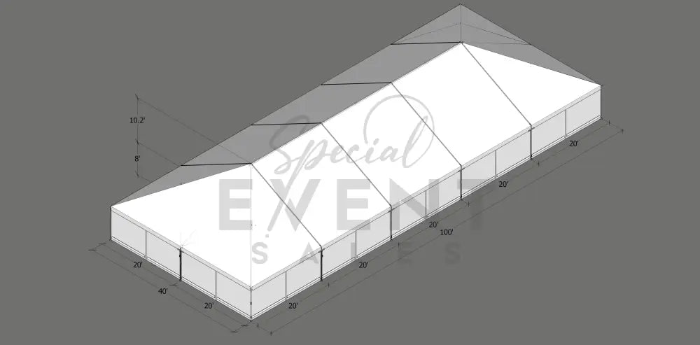 Turbotrack Tent 40’ x 100’ Plain Walls Tents - Turbotrack Frame