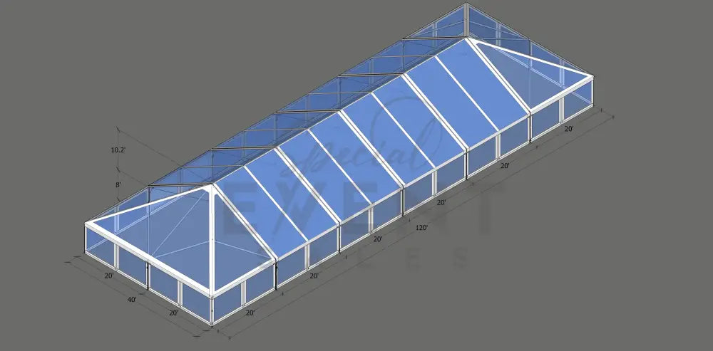 Turbotrack Tent 40’ x 120’ Clear Top & Walls Tents - Turbotrack Frame