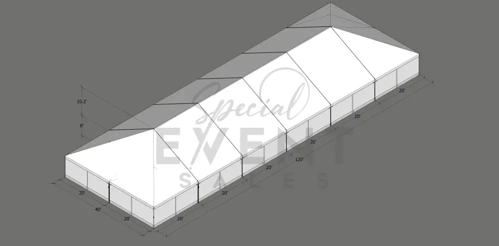 Turbotrack Tent 40’ x 120’ Plain Walls Tents - Turbotrack Frame