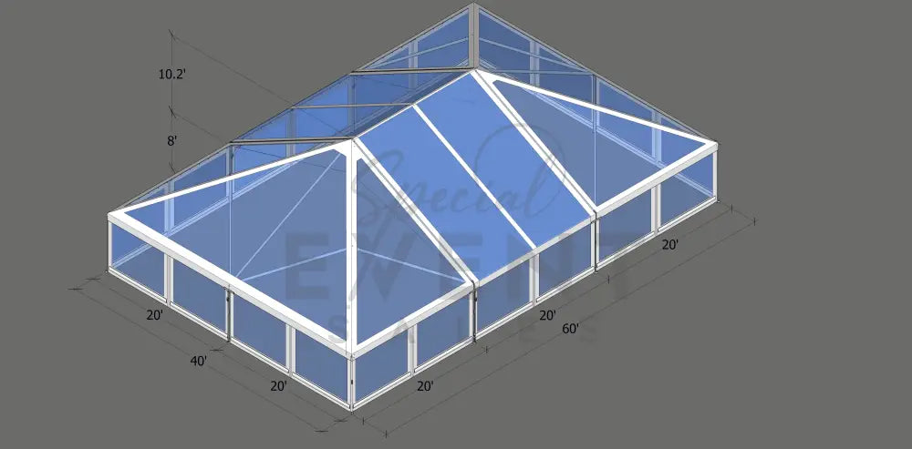 Turbotrack Tent 40’ x 60’ Clear Top & Walls Tents - Turbotrack Frame