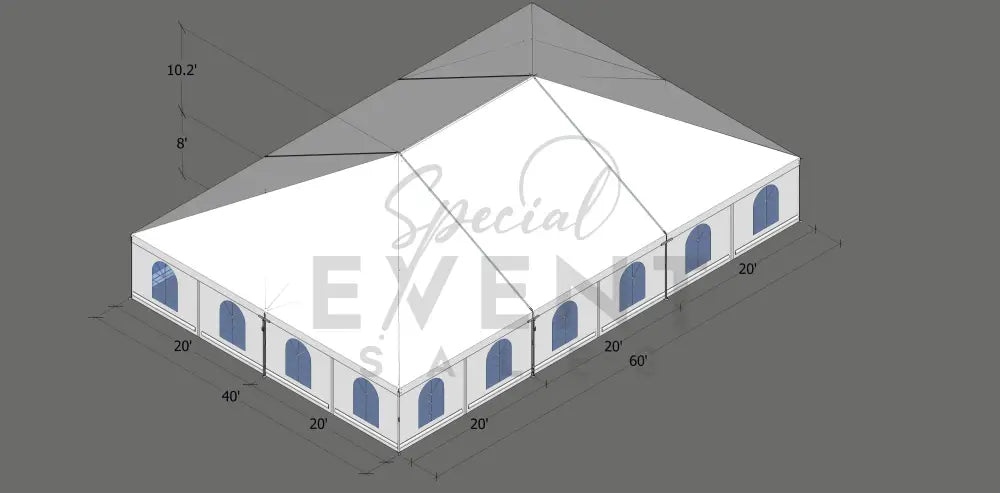 Turbotrack Tent 40’ x 60’ French Window Walls Tents - Turbotrack Frame