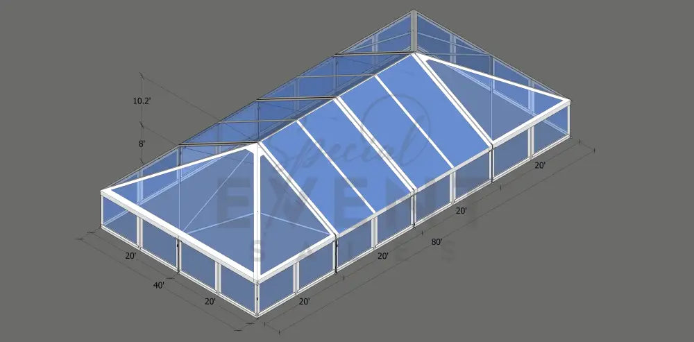Turbotrack Tent 40’ x 80’ Clear Top & Walls Tents - Turbotrack Frame