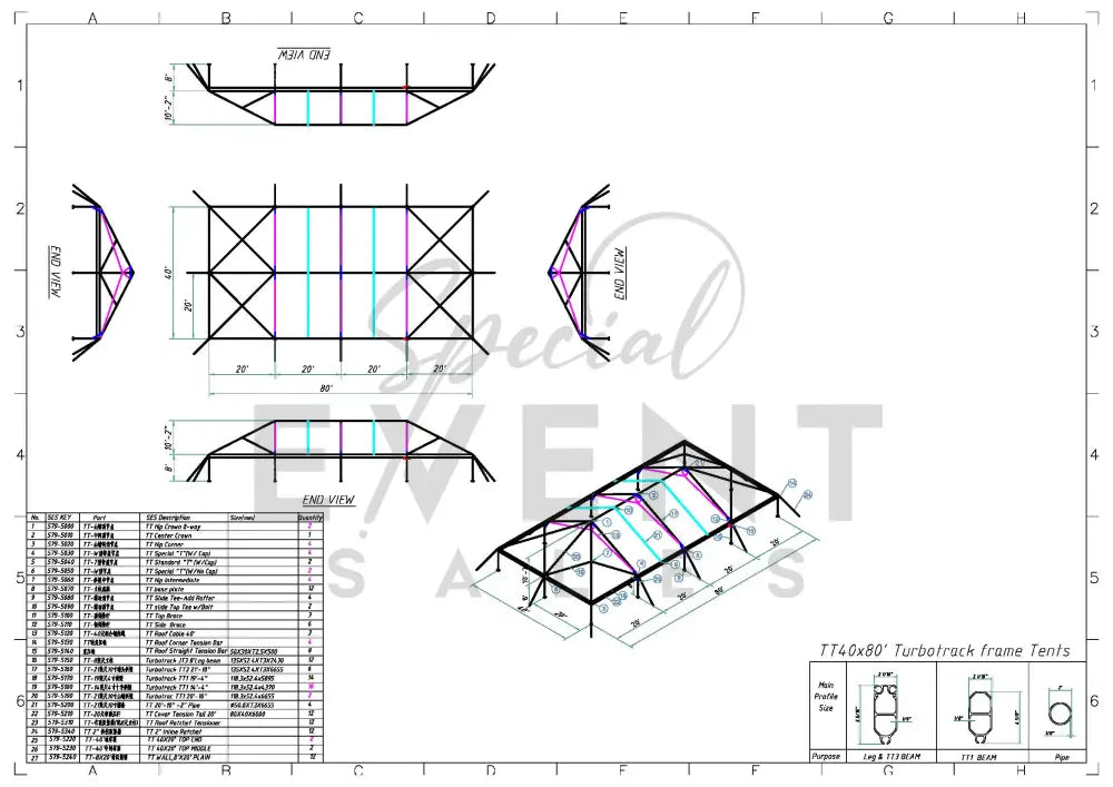 Turbotrack Tent 40’ x 80’ Clear Top & Walls Tents - Turbotrack Frame