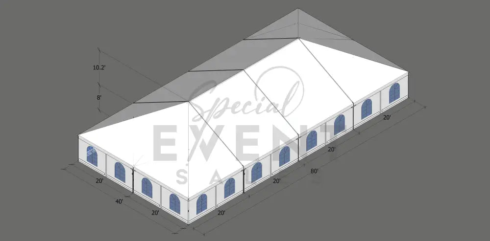 Turbotrack Tent 40’ x 80’ French Window Walls Tents - Turbotrack Frame