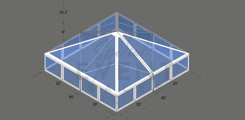 Turbotrack Tent 40’ x 40’ Clear Top & Walls Tents - Turbotrack Frame