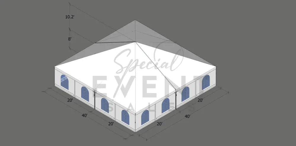 Turbotrack Tent 40’ x 40’ French Window Walls Tents - Turbotrack Frame